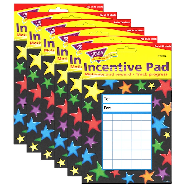 Trend Enterprises Gel Stars Incentive Pad, 36 Sheets Per Pad, PK6 T73052 - main